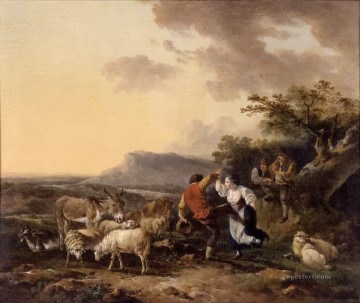 動物 Painting - 羊飼いと羊飼いのダンス